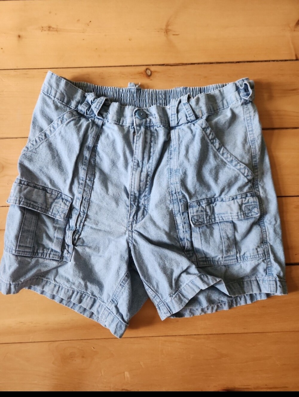 Light Blue Denim Cargo Shorts for Men — Casual Utility Style